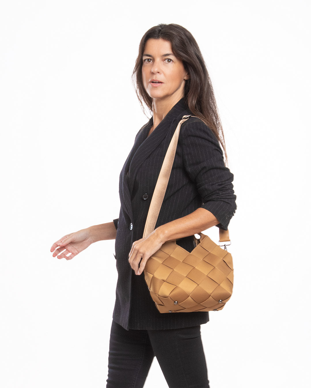 Paris S. Bolso de neopreno trenzado rombo negro